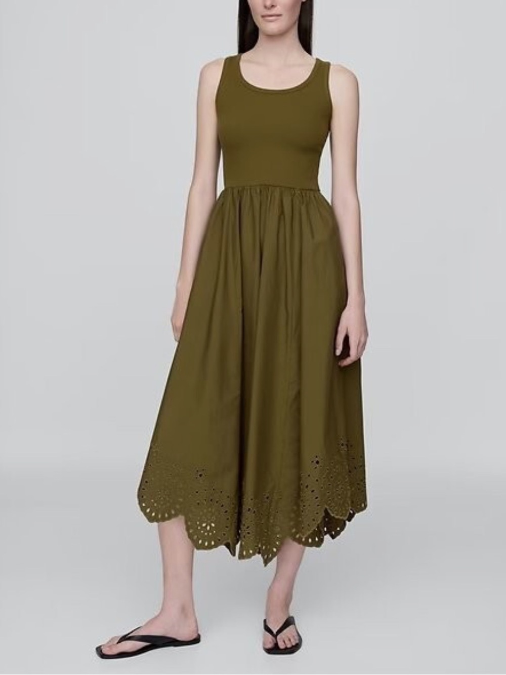 GAP Mixed Media Handkerchief Hem Midi Dress